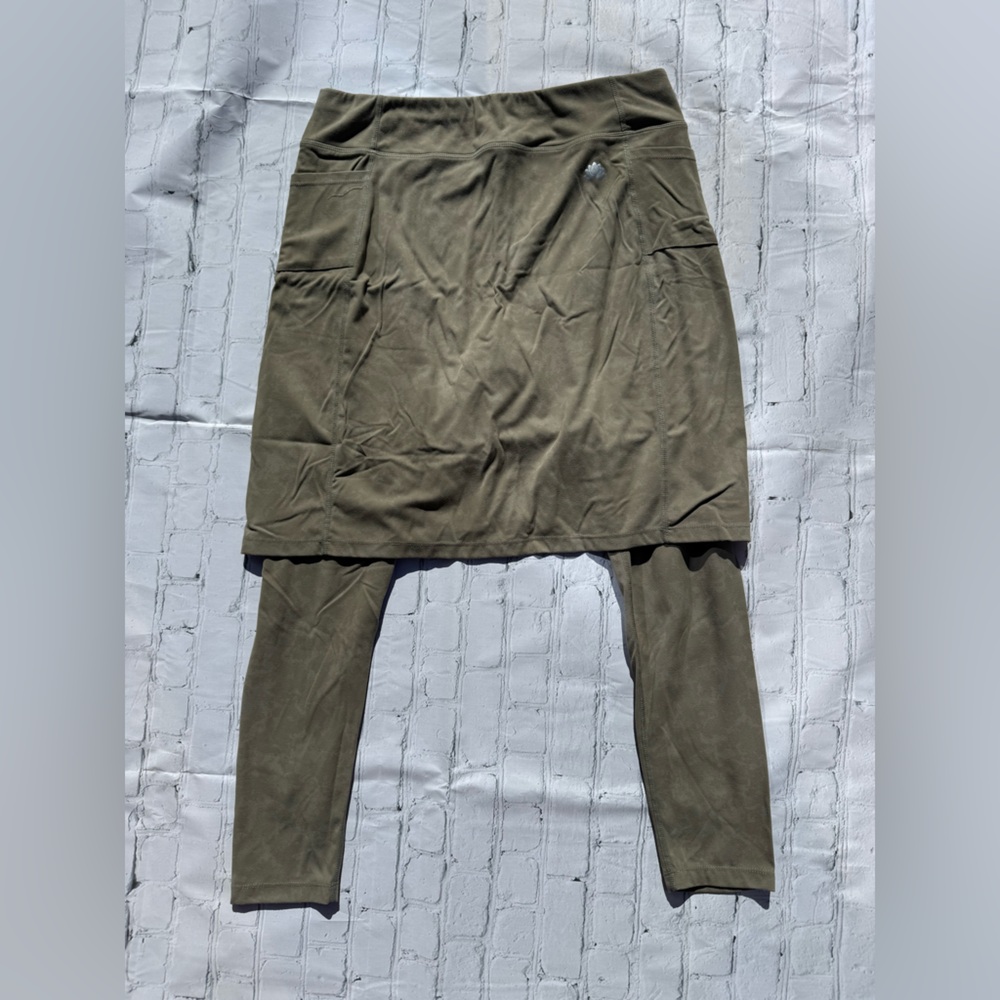 Olive Green Faux Suede Snoga Athletics Ankle Skirted Leggings XL